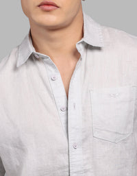 Light Grey Half Sleeve 100% Linen Shirt