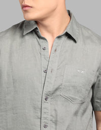 Army Half Sleeve 100% Linen Shirt