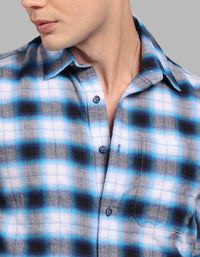 Blue 100% Cotton Full Sleeve Check Shirt