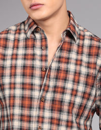 Rust Black 100% Cotton Full Sleeve Check Shirt