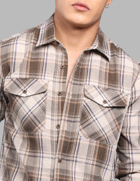 Khaki Full Sleeve Check Shirt