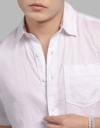 White Half Sleeve 100% Linen Shirt