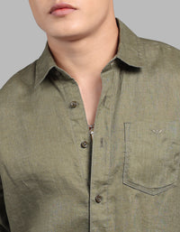 Olive Full Sleeve 100% Linen Shirt