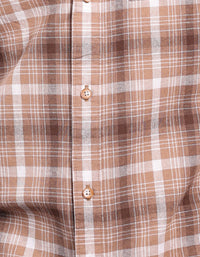Khaki 100% Cotton Full Sleeve Check Shirt