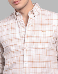 Light Beige Full Sleeve Check Shirt