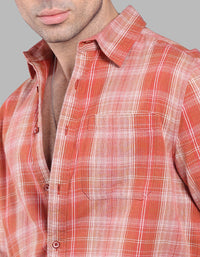 Orange Full Sleeve Check Shirt