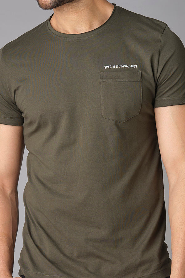 Military Green Half Sleeve Round Neck Tee