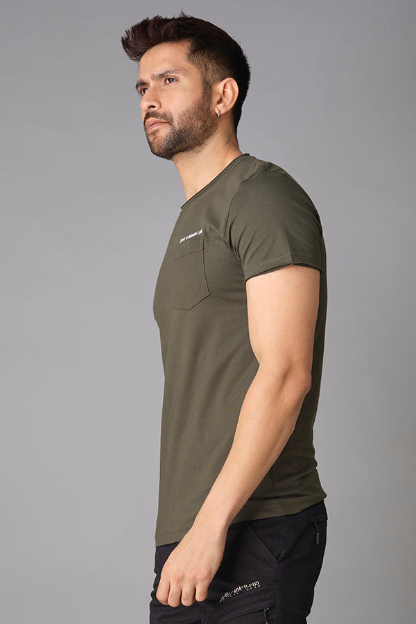 Military Green Half Sleeve Round Neck Tee