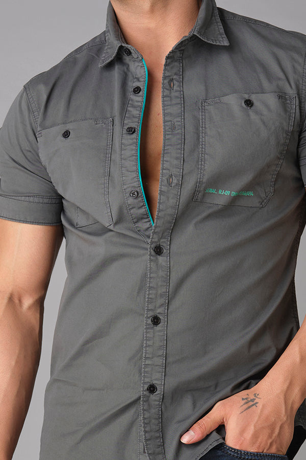 Charcoal Half Sleeve Solid Shirt