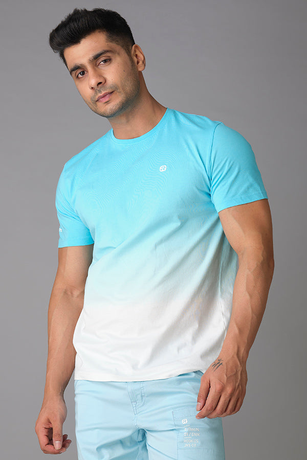 Blue Half Sleeve Round Neck Tee