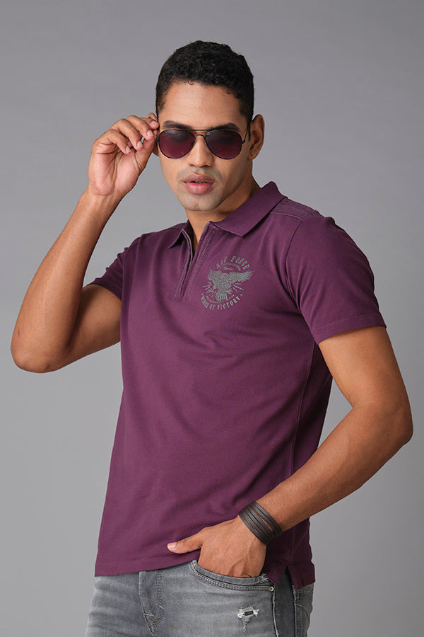 Purple Half Sleeve Pique Polo Tee