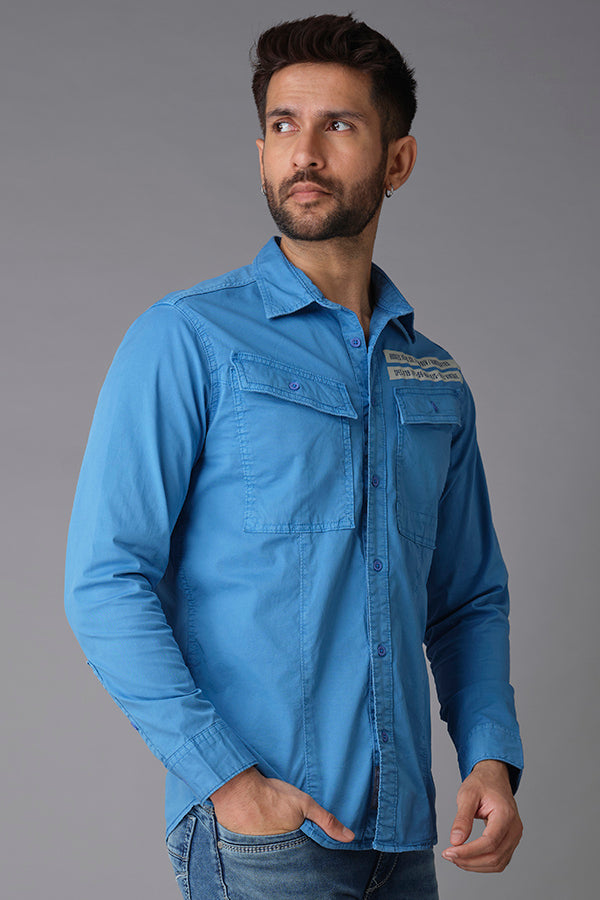 Campanula Blue Full Sleeve Solid Shirt