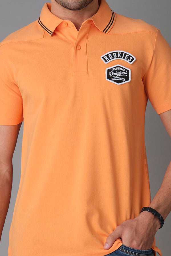 Orange Half Sleeve Pique Polo Tee