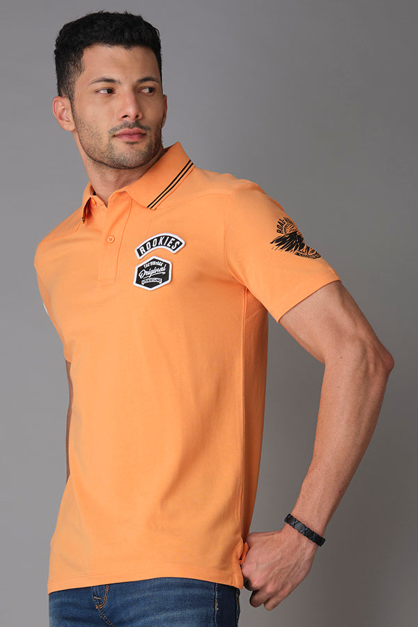 Orange Half Sleeve Pique Polo Tee