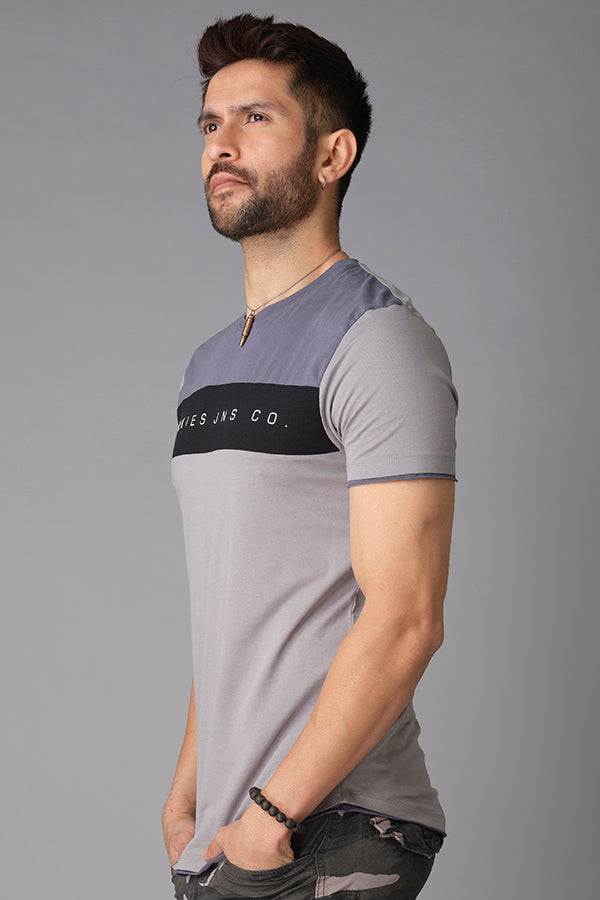 Grey Half Sleeve V Neck Tee