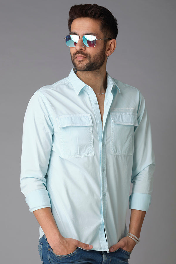 Lt Sky Blue Full Sleeve Solid Shirt