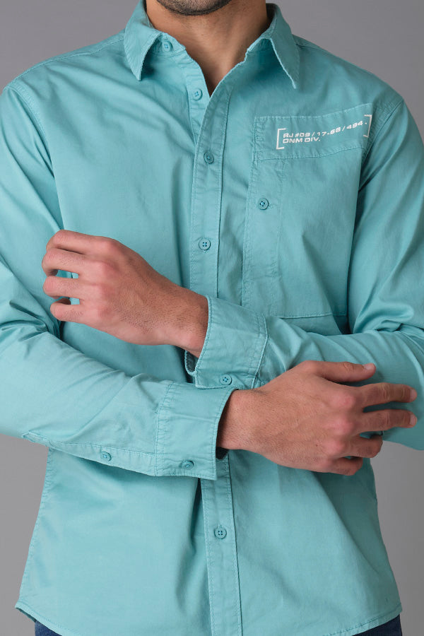 Aqua Full Sleeve Solid Shirt