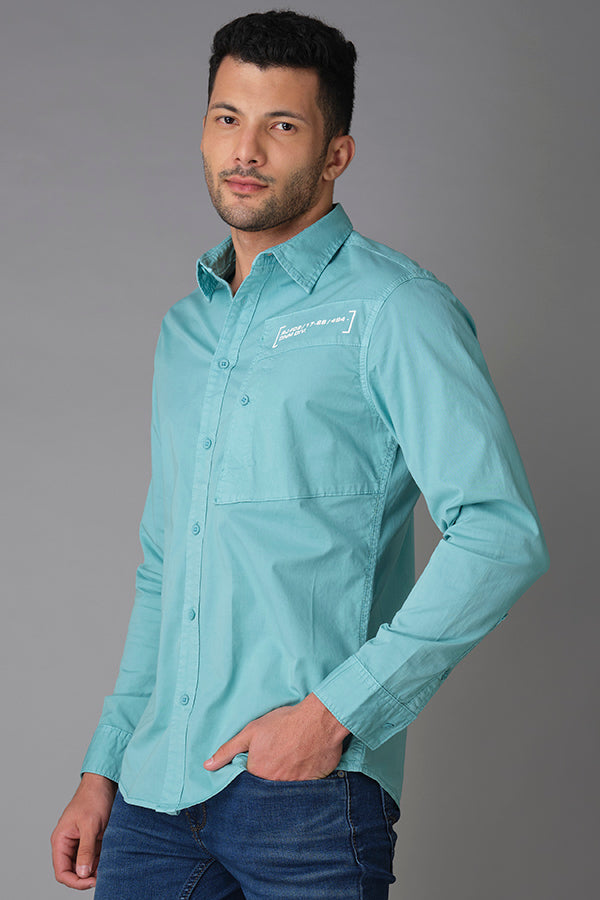 Aqua Full Sleeve Solid Shirt