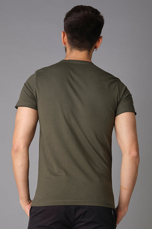 Military Green Half Sleeve Round Neck Tee (R Neck H/Slv Slim)