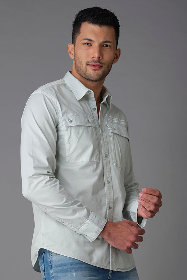 Baby Blue Full Sleeve Cotton Shirt (Axel F/Slv Fit)