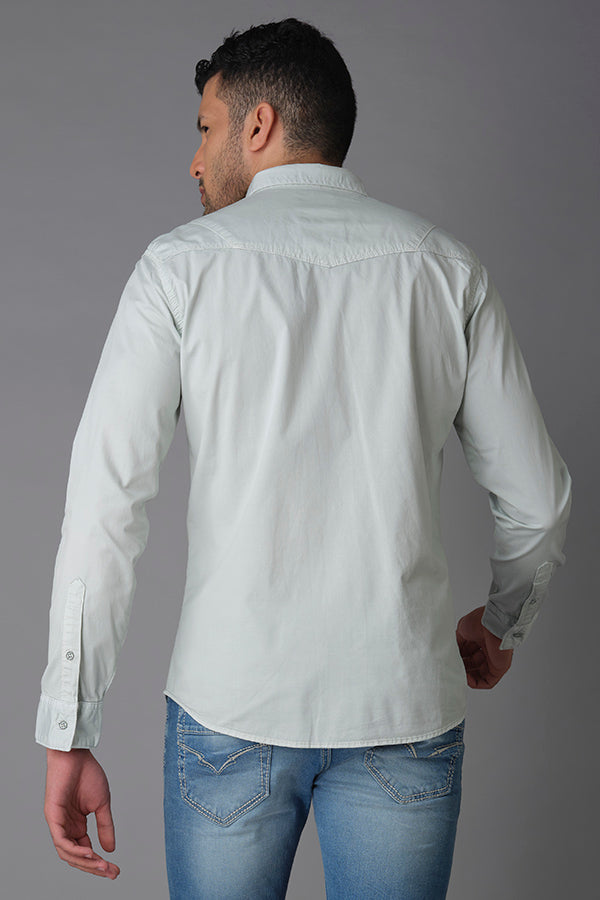 Baby Blue Full Sleeve Cotton Shirt (Axel F/Slv Fit)