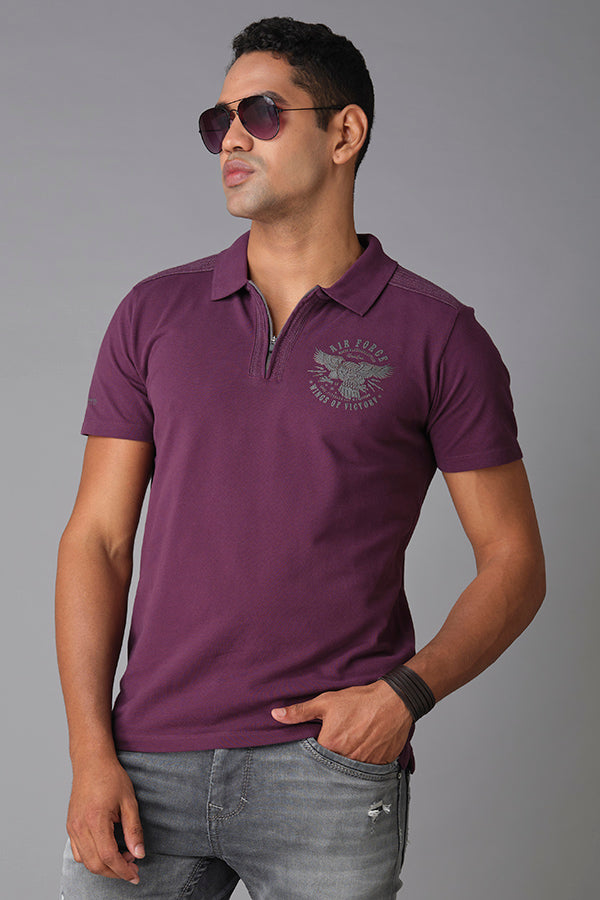 Purple Half Sleeve Pique Polo Tee (Polo Neck H/Slv Slim)