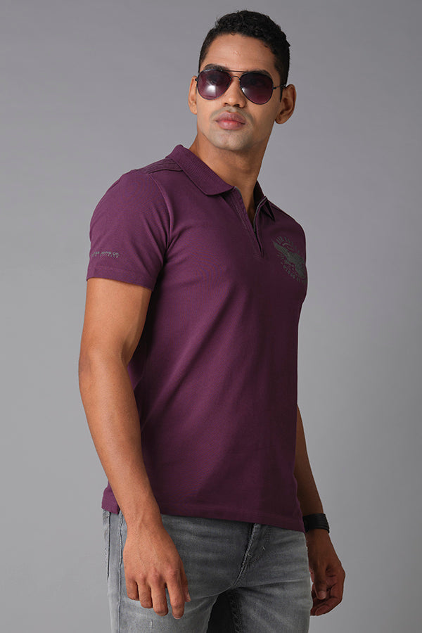 Purple Half Sleeve Pique Polo Tee (Polo Neck H/Slv Slim)