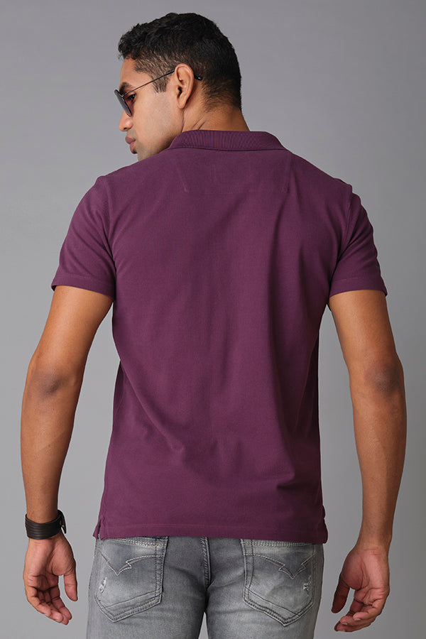 Purple Half Sleeve Pique Polo Tee (Polo Neck H/Slv Slim)