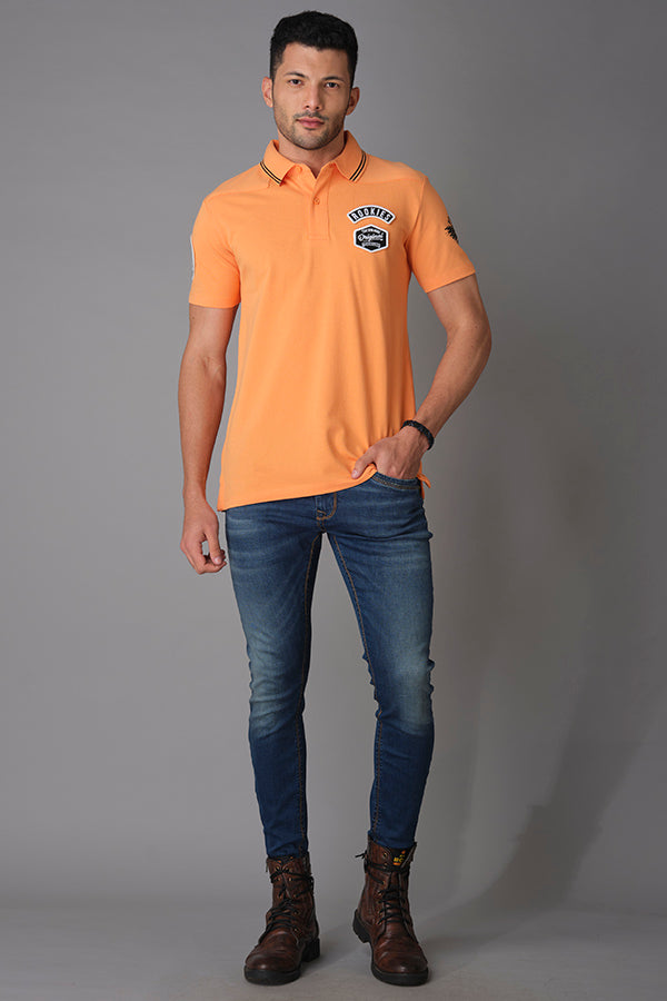 Orange Half Sleeve Pique Polo Tee (Polo Neck H/Slv Slim)