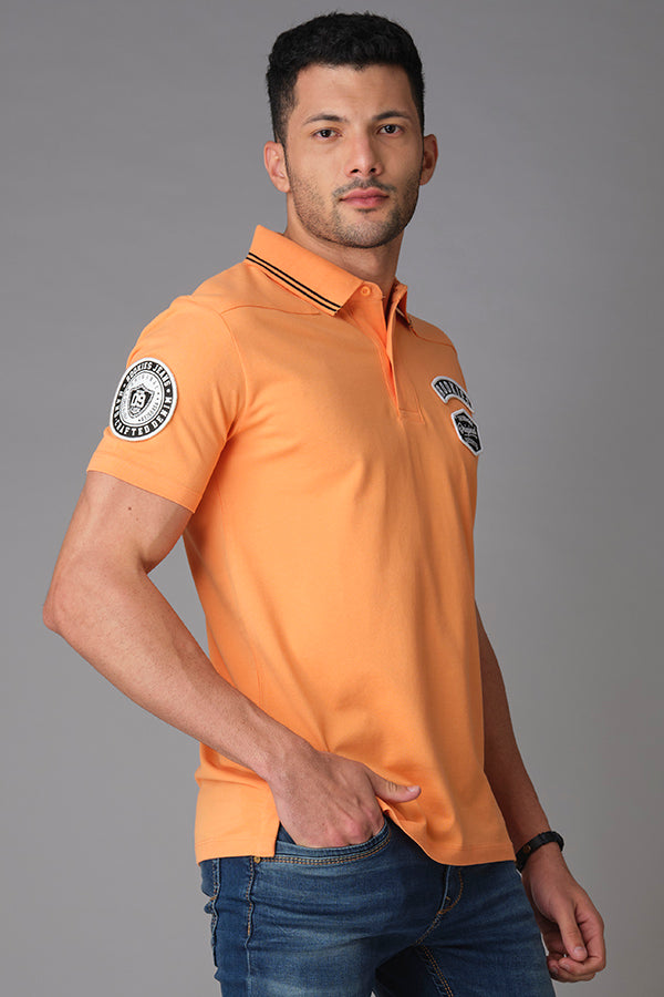 Orange Half Sleeve Pique Polo Tee (Polo Neck H/Slv Slim)