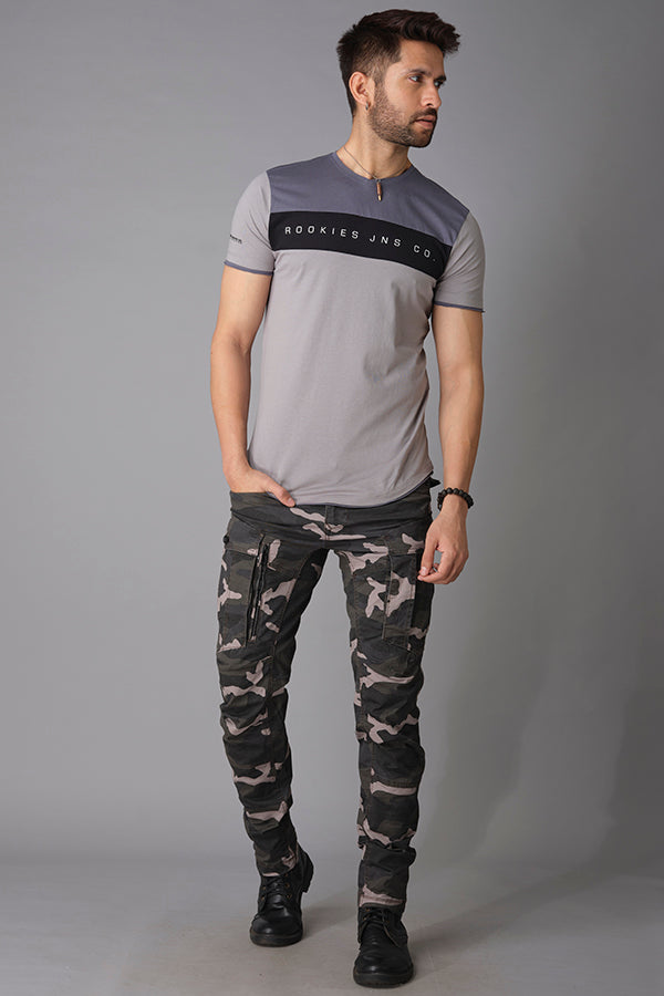 Grey Half Sleeve V Neck Tee (V Neck H/Slv Slim)