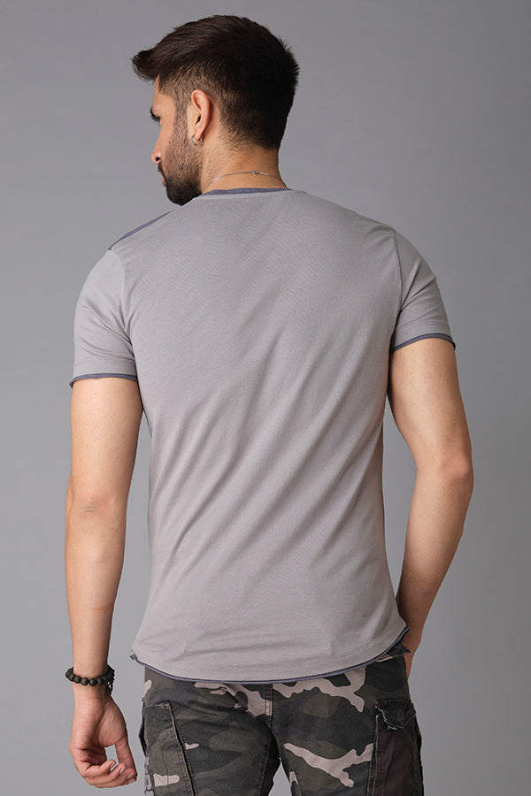 Grey Half Sleeve V Neck Tee (V Neck H/Slv Slim)