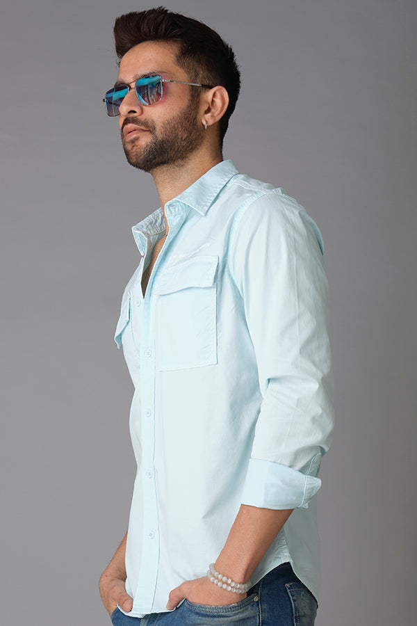 Lt Sky Blue Full Sleeve Cotton Shirt (Axel F/Slv Fit)