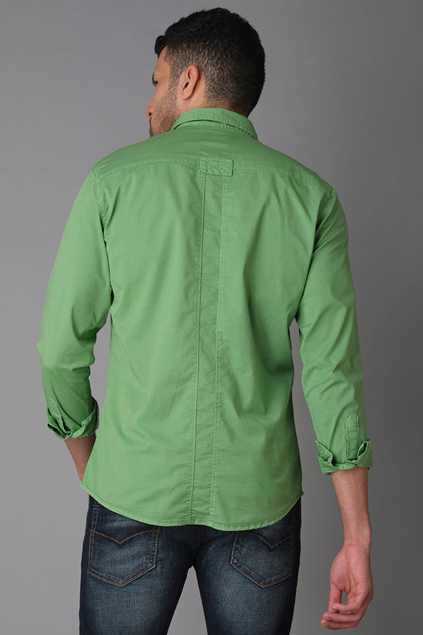 Green Spruce Full Sleeve Cotton Shirt (Axel F/Slv Fit)