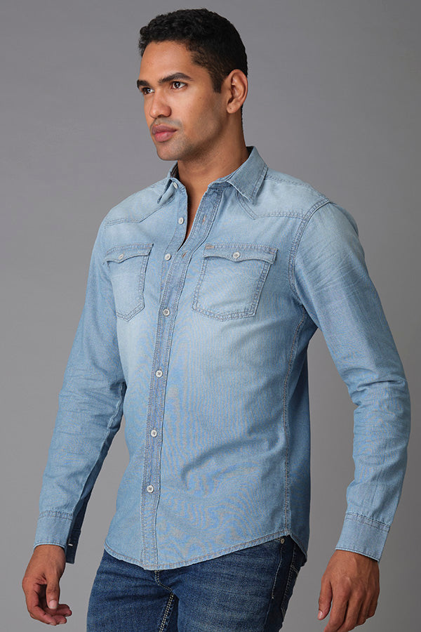 Lt Blue Full Sleeve Denim Shirt (Axel F/Slv Fit)