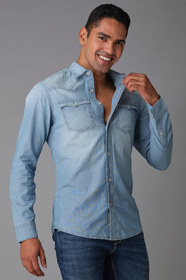 Lt Blue Full Sleeve Denim Shirt (Axel F/Slv Fit)