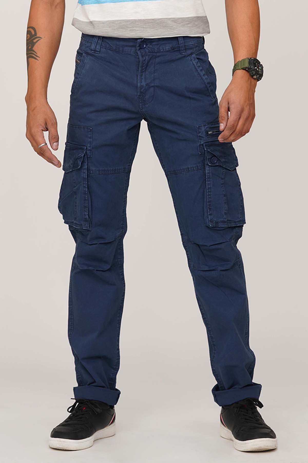 Navy Regular Fit Cargo Pant