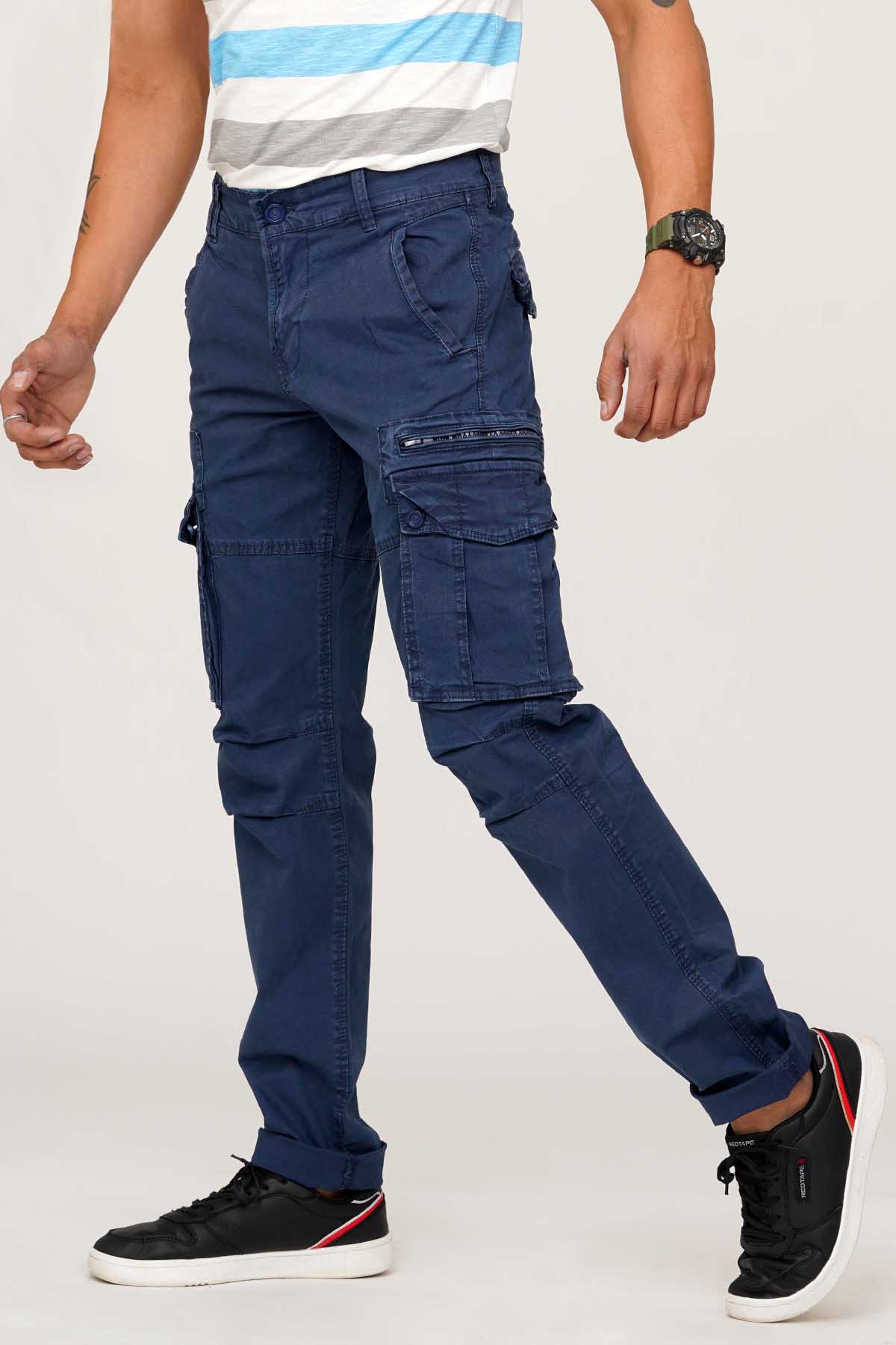 Navy Regular Fit Cargo Pant