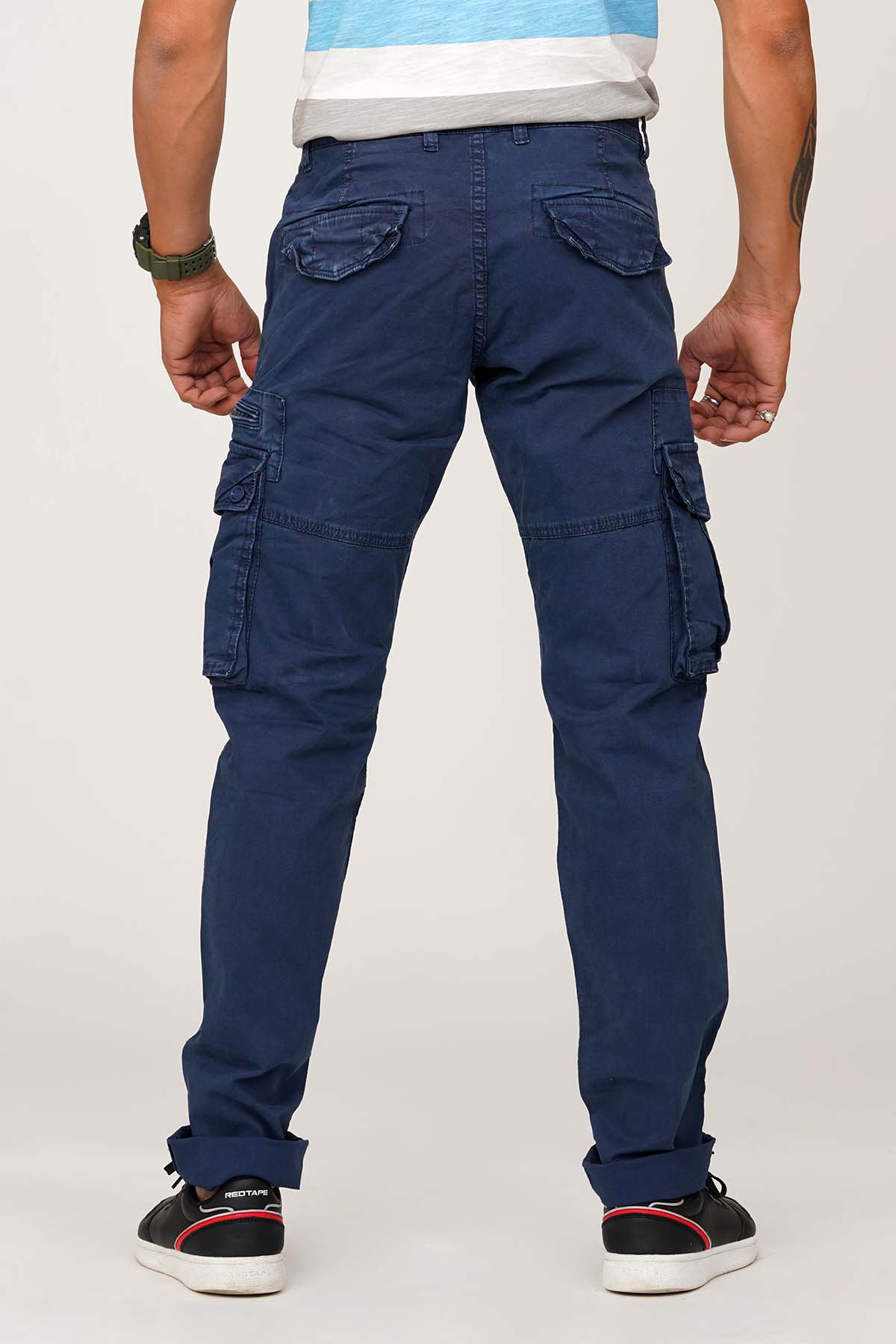 Navy Regular Fit Cargo Pant