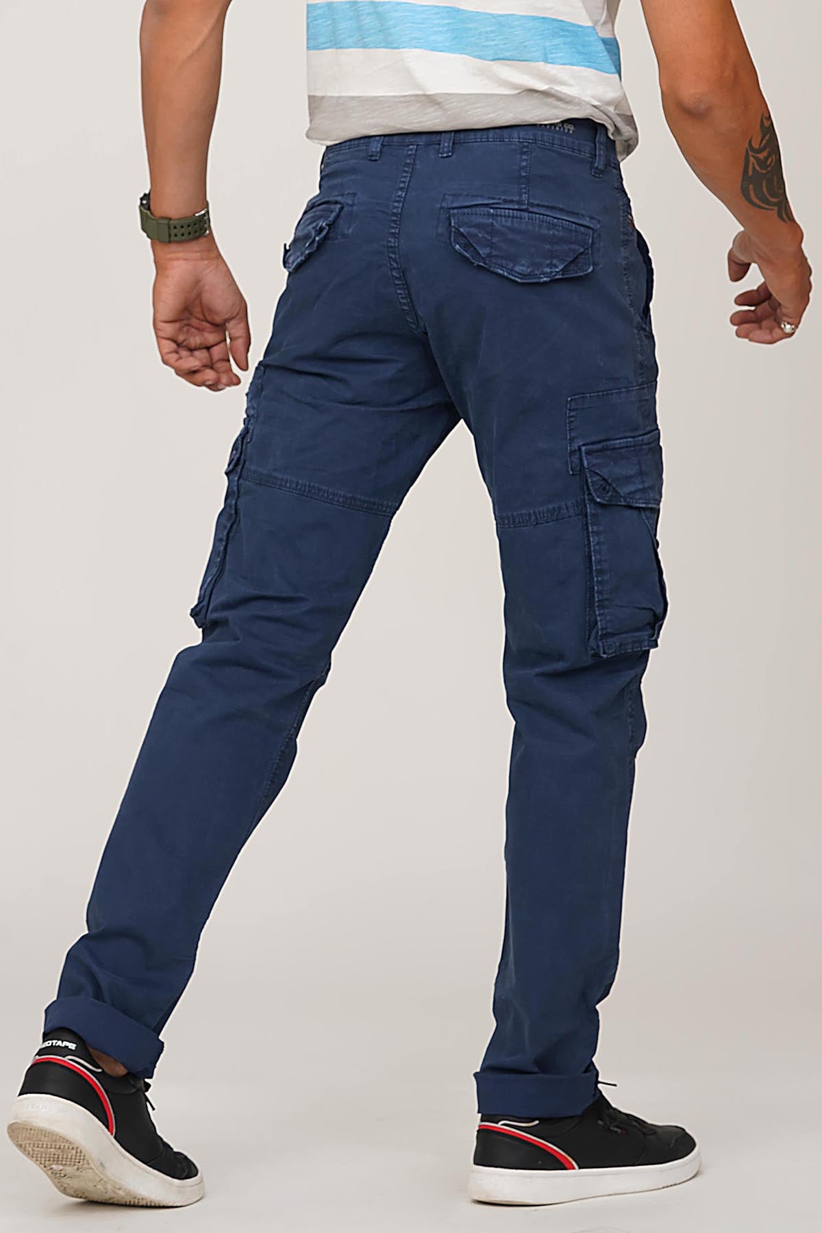 Navy Regular Fit Cargo Pant