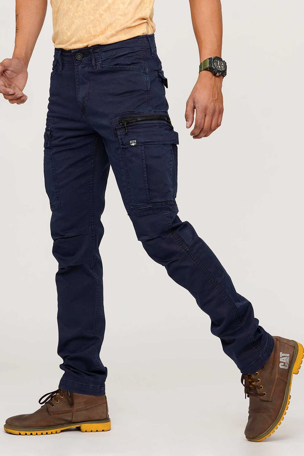 Navy Regular Fit Cargo Pant