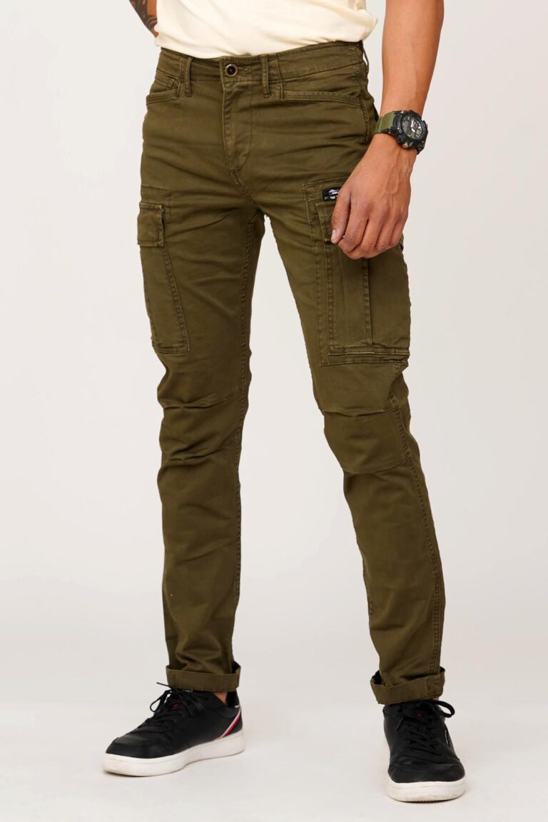 OLIVE COTTON SOLID CARGO PANT – ROOKIES
