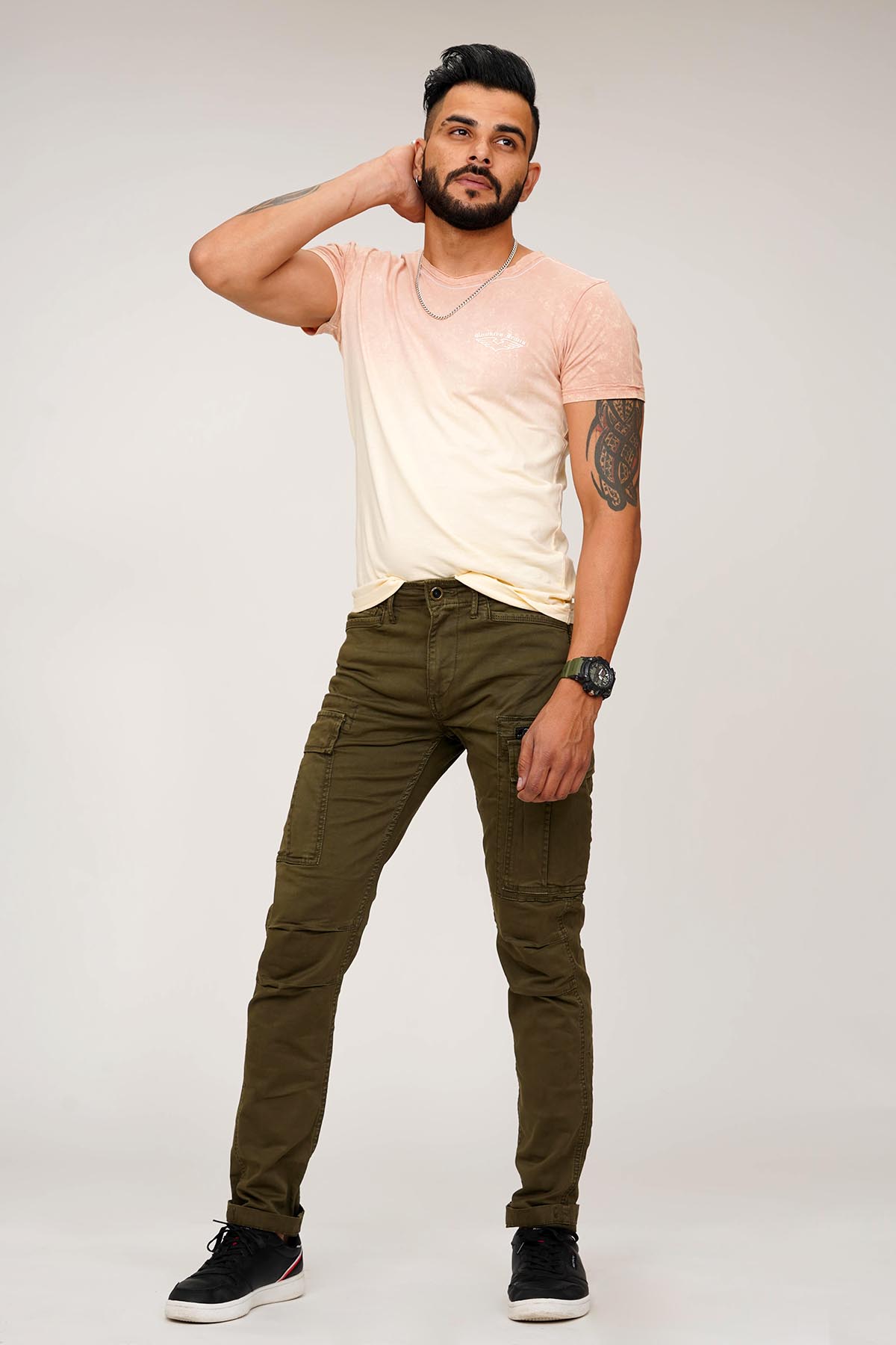 OLIVE COTTON SOLID CARGO PANT – ROOKIES