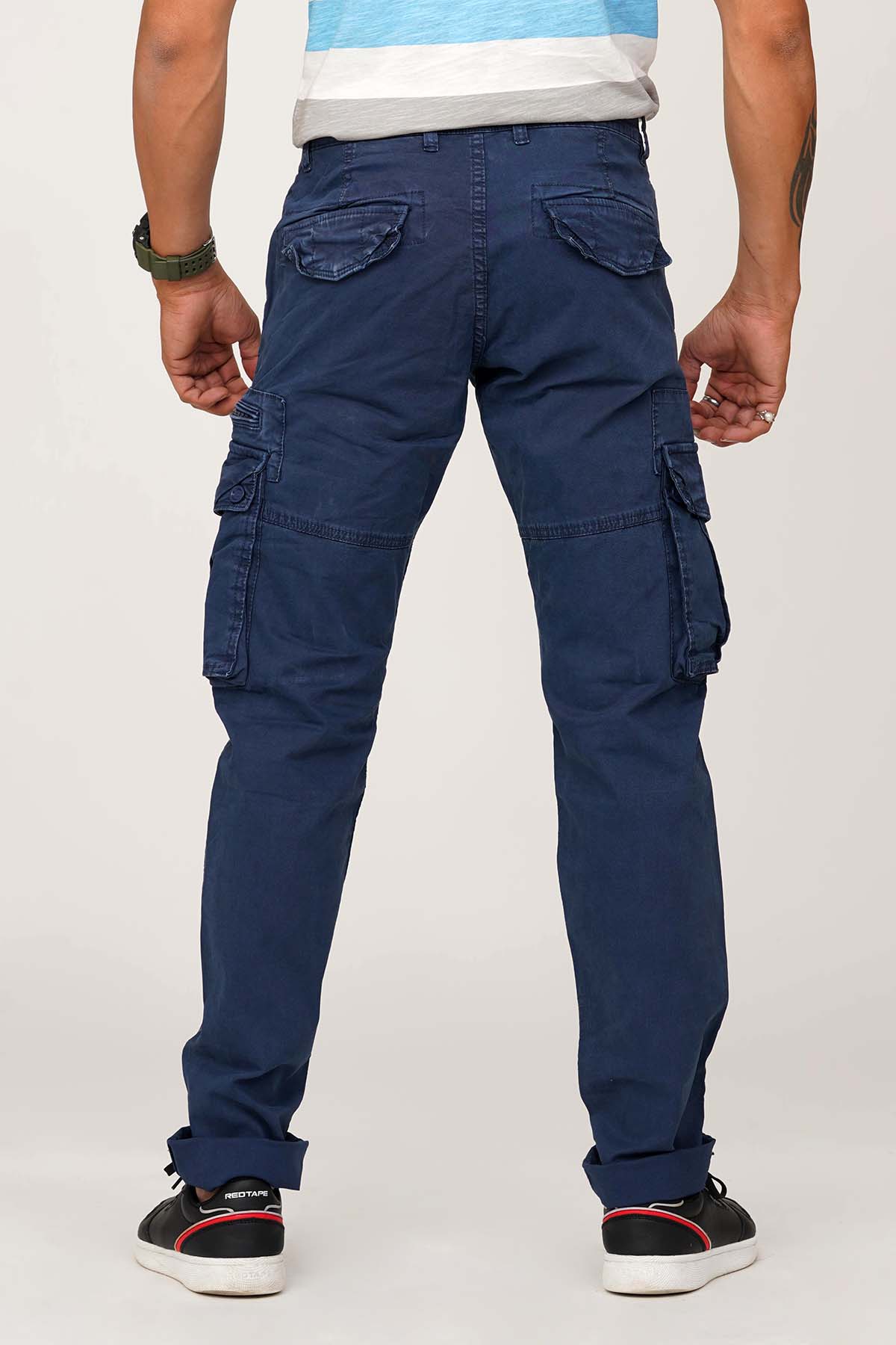 Buy PAUL  SHARK FlatFront Cargo Trousers with Insert Pockets  Navy Blue  Color Men  AJIO LUXE