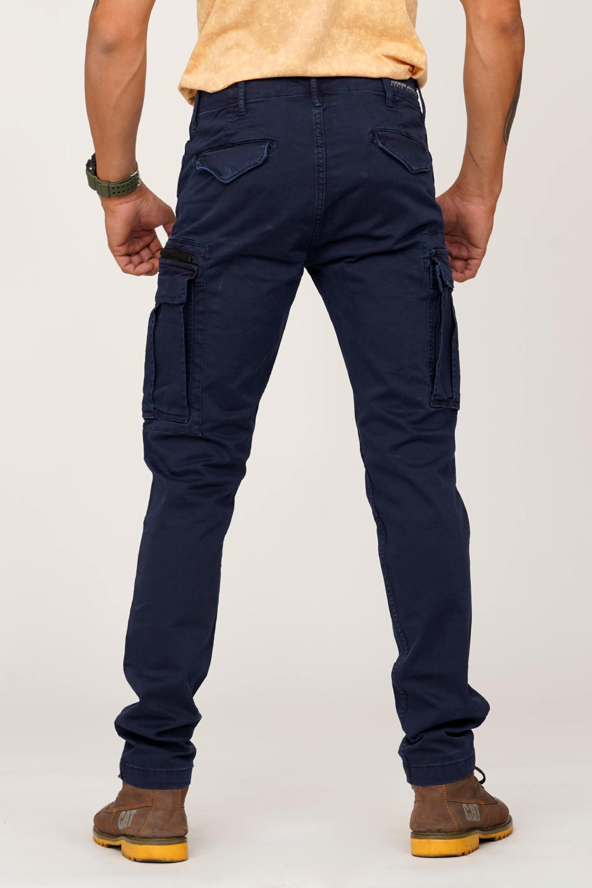 NAVY COTTON SOLID CARGO PANT – ROOKIES