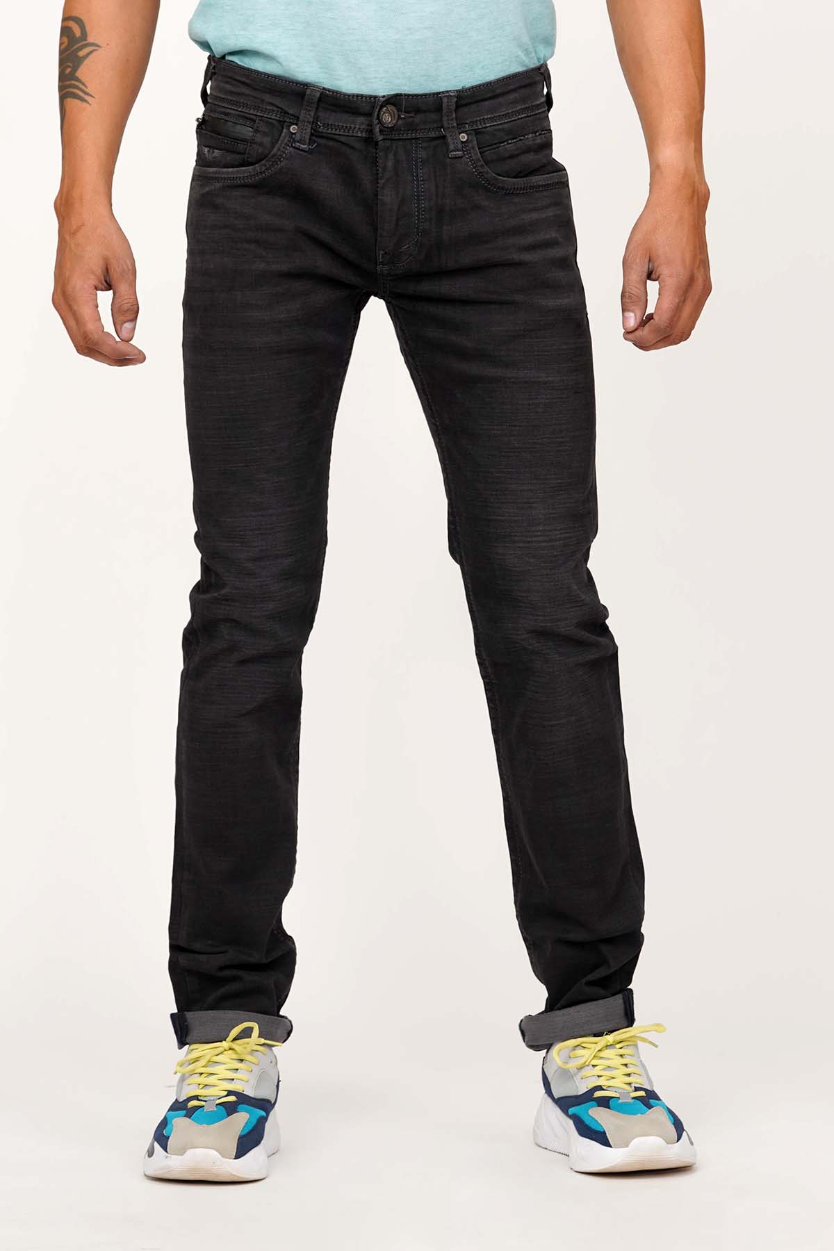 GREY 5 POCKET MID-RISE JEANS – ROOKIES