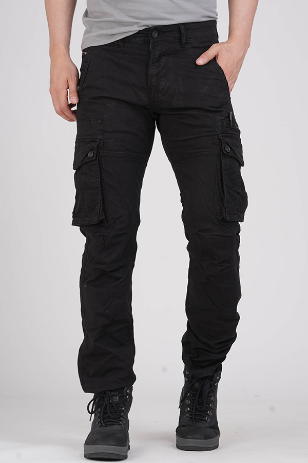 JET BLACK CARGO PANT TAPERED FIT  ROOKIES