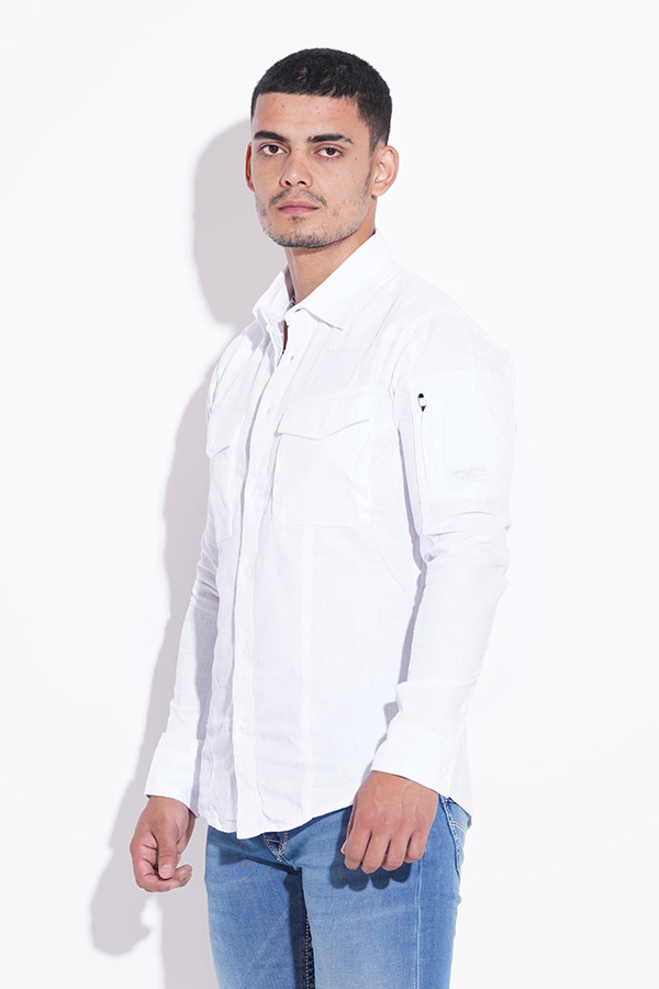 WHITE FULL SLEEVE COTTON CASUAL SHIRT