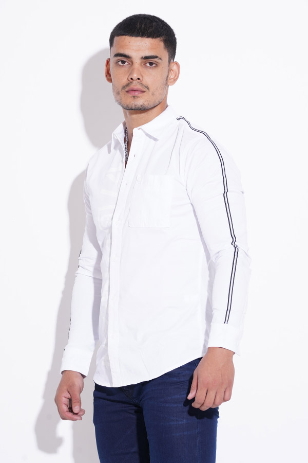 WHITE FULL SLEEVE COTTON CASUAL SHIRT