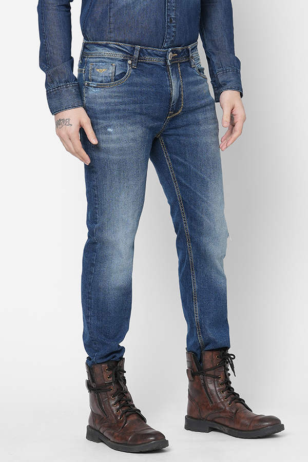 MED BLUE 5 POCKET MIDRISE, REGULAR AND STREIGHT FIT JEANS